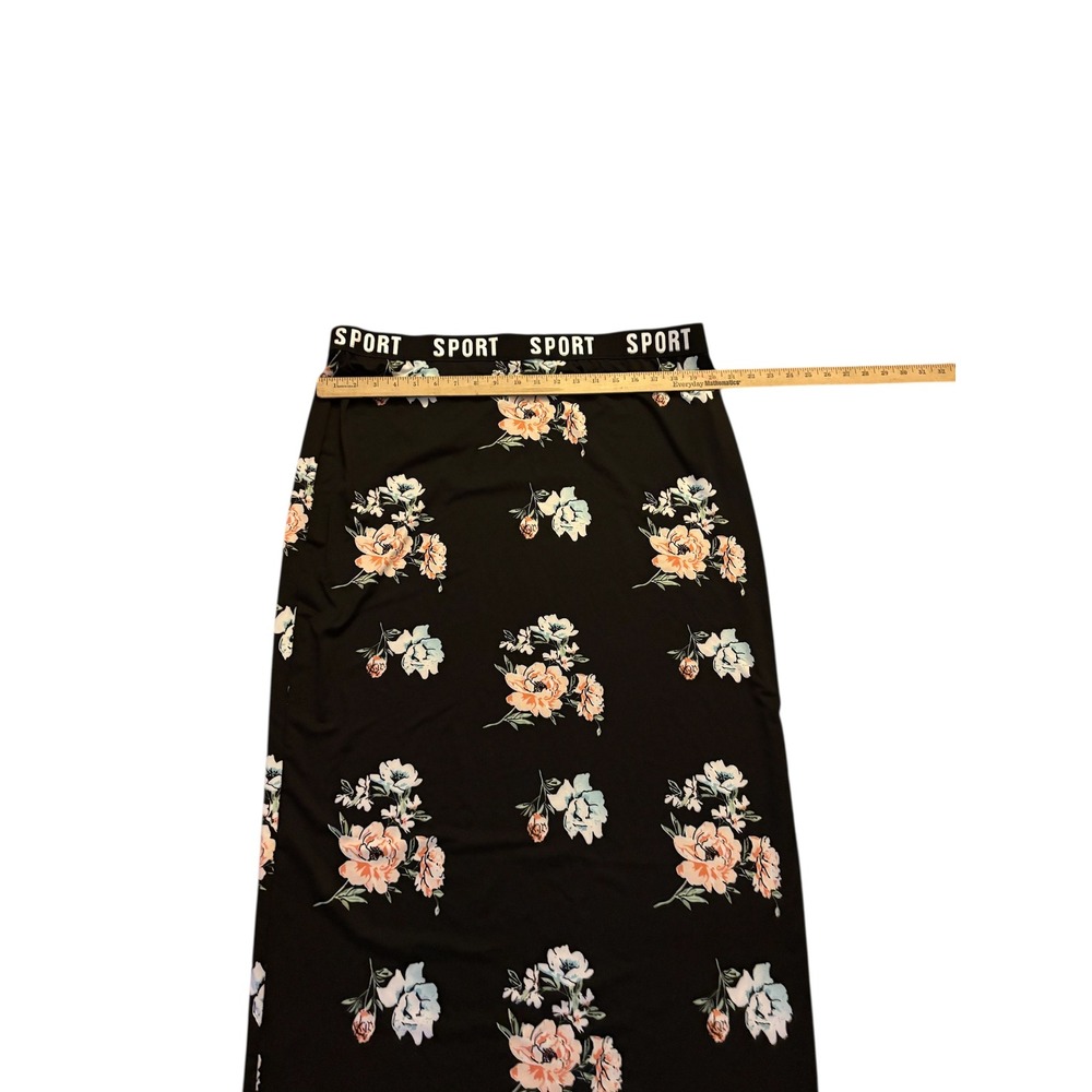 SHEIN Curve Black Floral Maxi Skirt Sport Waistband Plus Size - Picture 5 of 6